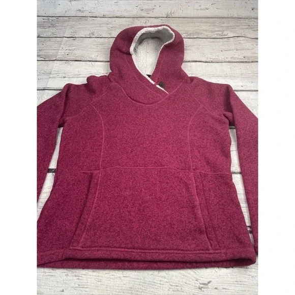Koppen Hoodie Pullover Sherpa Sweater Fleece Marled Raspberry Womens XL Warm EUC - Picture 2 of 11